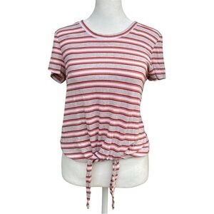 Pink Republic Striped Tie Front Tee